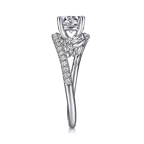 Gabriel & Co-14k White Gold Bypass Round Diamond Engagement Ring - 0.41 ct