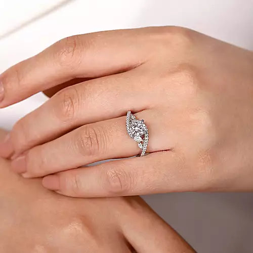 Gabriel & Co-14k White Gold Bypass Round Diamond Engagement Ring - 0.41 ct