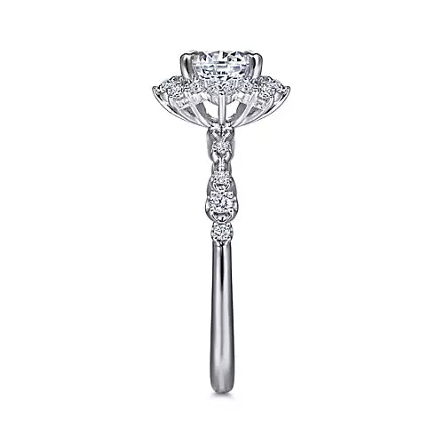 Gabriel & Co-14k White Gold Fancy Halo Round Diamond Engagement Ring - 0.37 ct