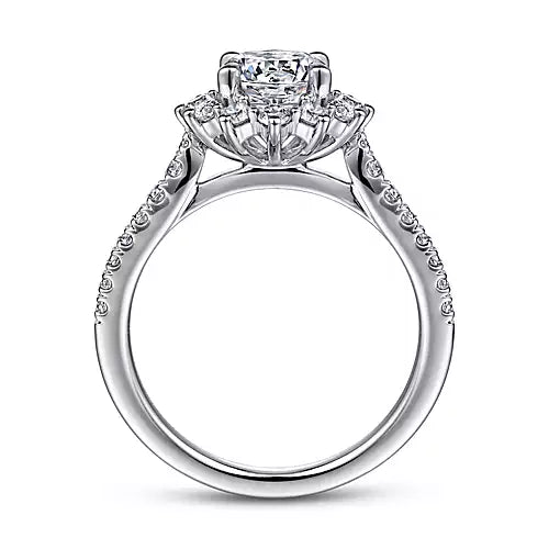 Gabriel & Co-14k White Gold Fancy Halo Round Diamond Engagement Ring - 0.57 ct