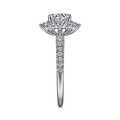 Gabriel & Co-14k White Gold Fancy Halo Round Diamond Engagement Ring - 0.57 ct