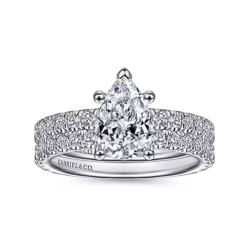 Gabriel & Co-14k White Gold Hidden Halo Pear Shape Diamond Engagement Ring - 0.51 ct