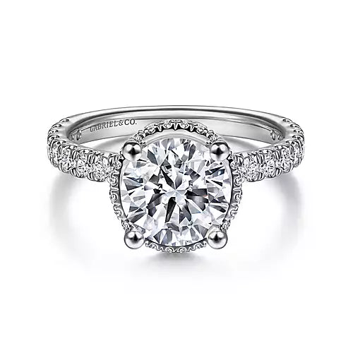 Falla-14k White Gold Hidden Halo Round Diamond Engagement Ring - 0.72 ct