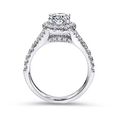 Gabriel & Co-14K White Gold Oval Halo Diamond Engagement Ring