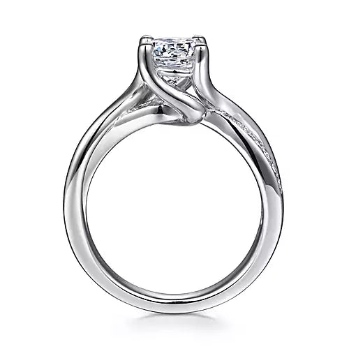 Gabriel & Co-14k White Gold Round Bypass Diamond Engagement Ring - 0.14 ct