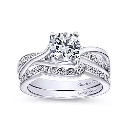 Gabriel & Co-14k White Gold Round Bypass Diamond Engagement Ring - 0.14 ct
