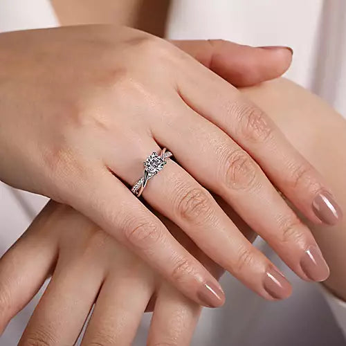 Gabriel & Co-14k White Gold Round Bypass Diamond Engagement Ring - 0.14 ct