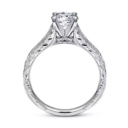 Gabriel & Co-14K White Gold Round Diamond Engagement Ring