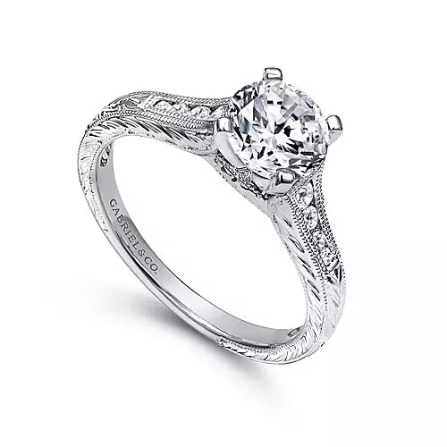 Gabriel & Co-14K White Gold Round Diamond Engagement Ring