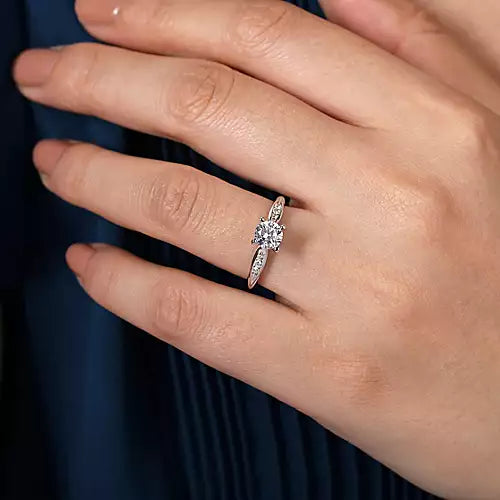 Gabriel & Co-14K White Gold Round Diamond Engagement Ring