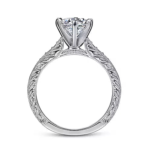 Gabriel & Co-14K White Gold Round Diamond Engagement Ring