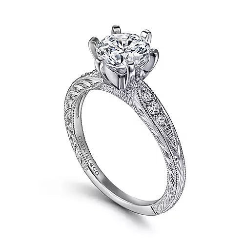 Gabriel & Co-14K White Gold Round Diamond Engagement Ring