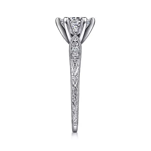 Gabriel & Co-14K White Gold Round Diamond Engagement Ring