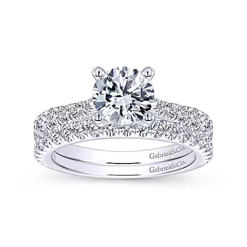 Gabriel & Co- 14k White Gold Round Diamond Engagement Ring-0.53 ct