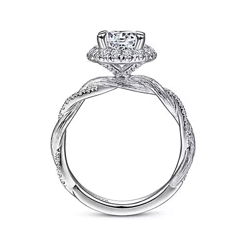 Gabriel & Co-14k White Gold Round Halo Diamond Engagement Ring - 0.38 ct