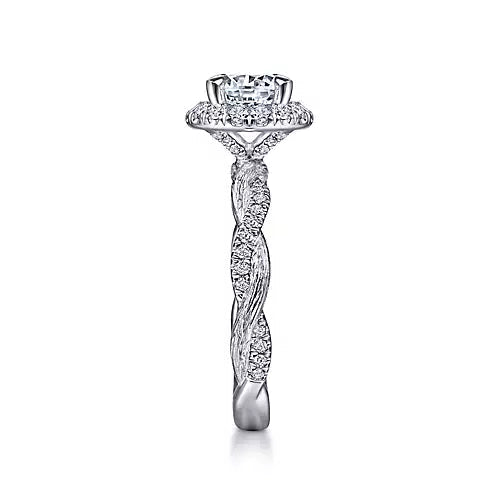 Gabriel & Co-14k White Gold Round Halo Diamond Engagement Ring - 0.38 ct