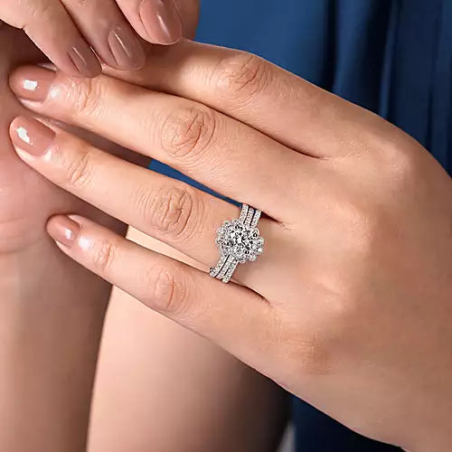 Gabriel & Co-14k White Gold Round Halo Diamond Engagement Ring - 0.27 ct