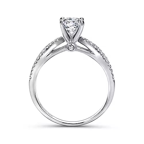 Gabriel & Co-14k White Gold Round Split Shank Diamond Engagement Ring - 0.14 ct