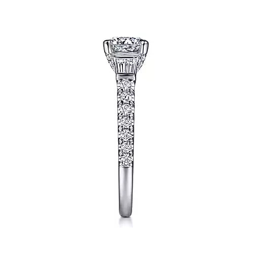 Gabriel & Co-14k White Gold Round Three Stone Diamond Engagement Ring - 0.64 ct