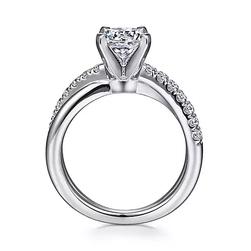 Gabriel & Co-14K White Gold Round Twisted Diamond Engagement Ring