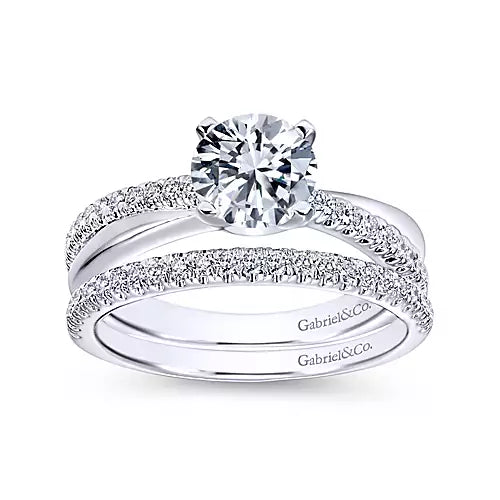 Gabriel & Co-14K White Gold Round Twisted Diamond Engagement Ring