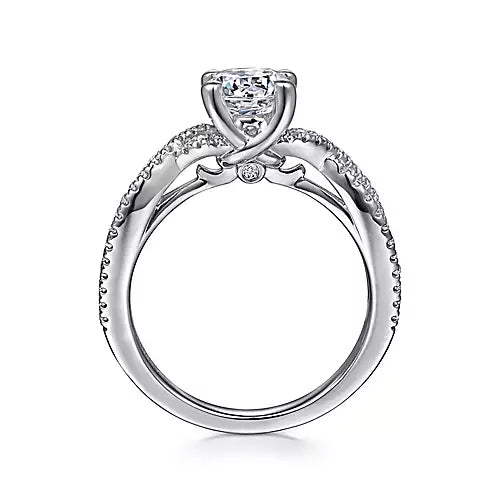 Gabriel & Co-14k White Gold Round Twisted Diamond Engagement Ring - 0.20 ct