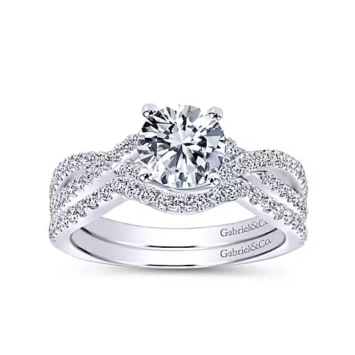 Gabriel & Co-14k White Gold Round Twisted Diamond Engagement Ring - 0.20 ct