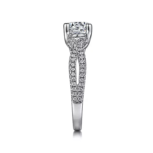 Gabriel & Co-14k White Gold Round Twisted Diamond Engagement Ring - 0.20 ct
