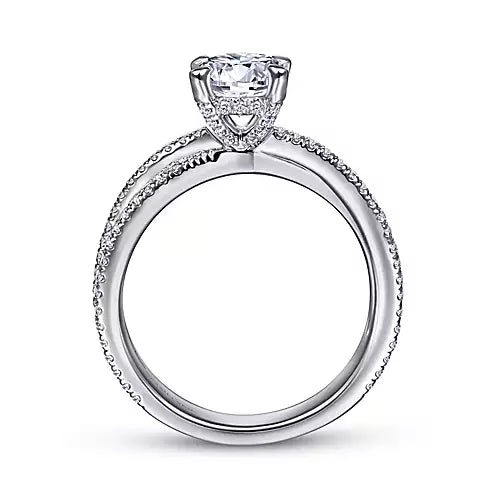 Gabriel & Co-14k White Gold Split Shank Round Diamond Engagement Ring - 0.42 ct