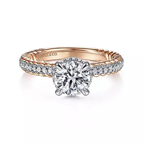 Vetta-14k White-rose Gold Round Diamond Engagement Ring - 0.28 ct