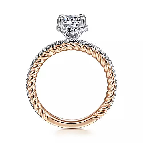 Gabriel & Co-14k White-rose Gold Round Diamond Engagement Ring - 0.28 ct