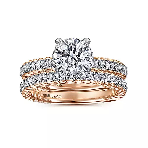 Gabriel & Co-14k White-rose Gold Round Diamond Engagement Ring - 0.28 ct