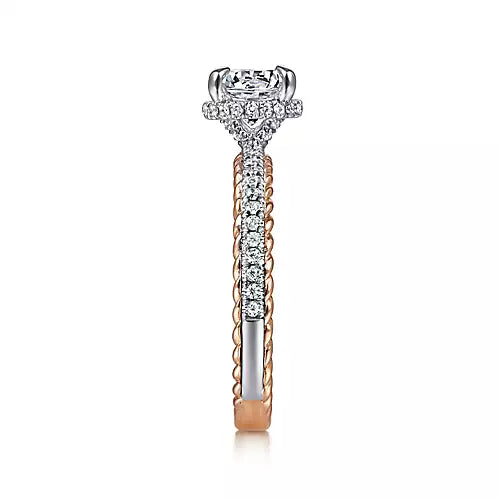 Gabriel & Co-14k White-rose Gold Round Diamond Engagement Ring - 0.28 ct