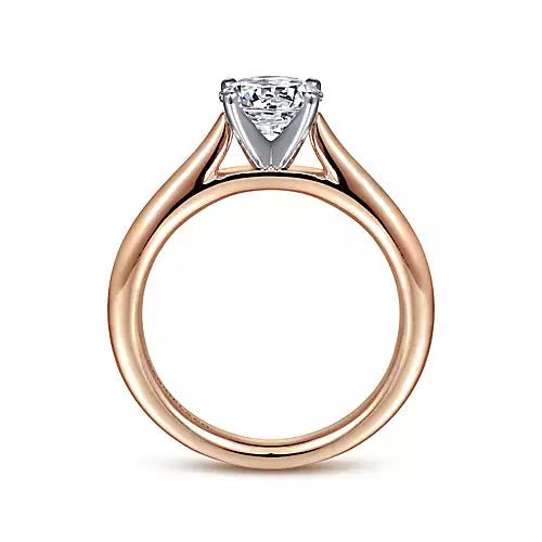 Gabriel & Co-14k White-rose Gold Round Diamond Engagement Ring - 0 ct