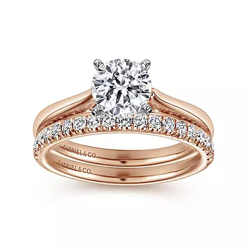 Gabriel & Co-14k White-rose Gold Round Diamond Engagement Ring - 0 ct