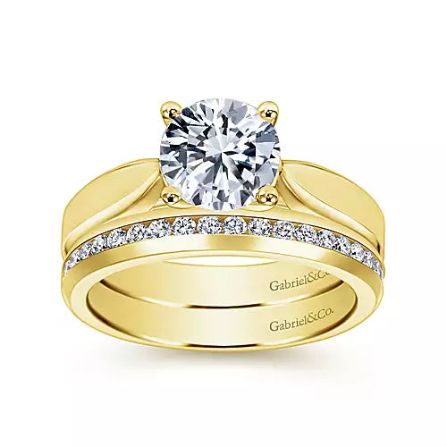 Gabriel & Co-14k Yellow Gold Round Diamond Engagement Ring - 0 ct