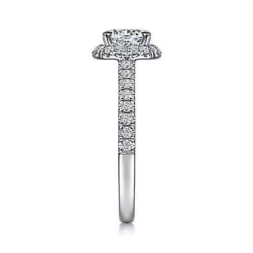 Gabriel & Co-Vintage Inspired 14k White-rose Gold Round Halo Diamond Engagement Ring - 0.45 ct