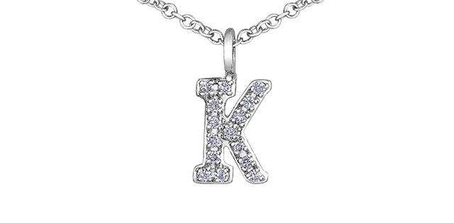 0.05TW - 0.10TW Diamonds Initial Necklace in 10K Yellow/White Gold (A - Z)
