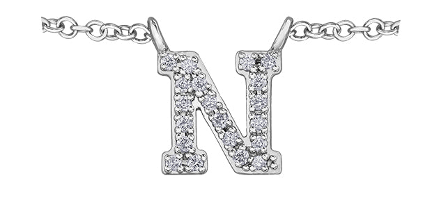 0.05TW - 0.10TW Diamonds Initial Necklace in 10K Yellow/White Gold (A - Z)