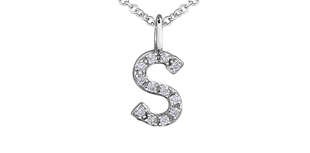 0.05TW - 0.10TW Diamonds Initial Necklace in 10K Yellow/White Gold (A - Z)