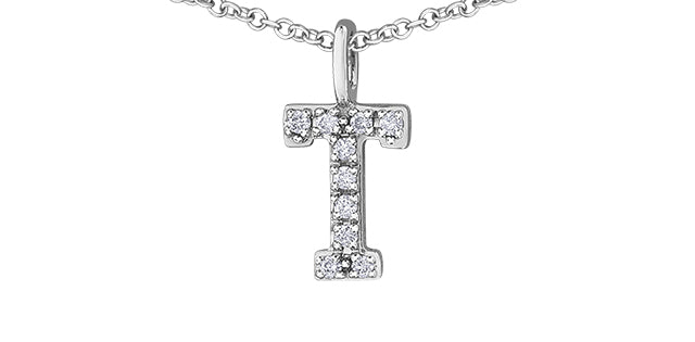 0.05TW - 0.10TW Diamonds Initial Necklace in 10K Yellow/White Gold (A - Z)