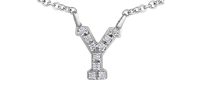 0.05TW - 0.10TW Diamonds Initial Necklace in 10K Yellow/White Gold (A - Z)