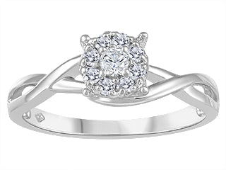 0.22 ct T.W. Twist Cluster Diamond 14K White Gold Ladies Ring