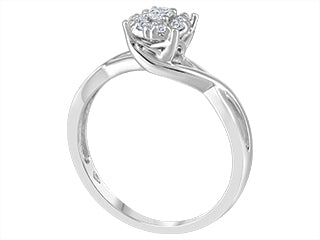 0.22 ct T.W. Twist Cluster Diamond 14K White Gold Ladies Ring