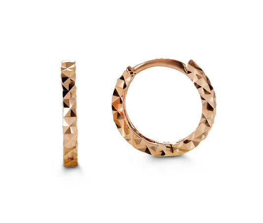 Baby Diamond Cut Yellow Gold Huggies