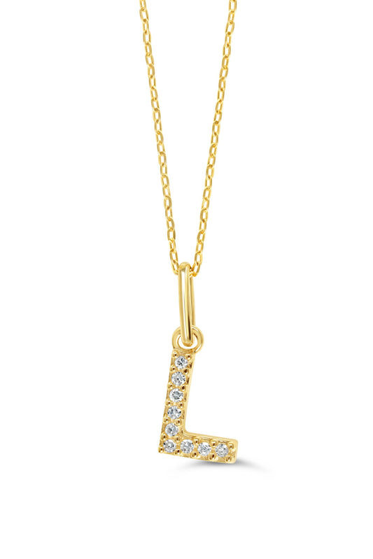 0.05 ct T.W. Diamonds "L" Initial Pendant in 10K Yellow Gold