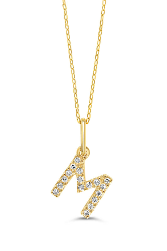 0.05 ct T.W. Diamonds "M" Initial Pendant in 10K Yellow Gold