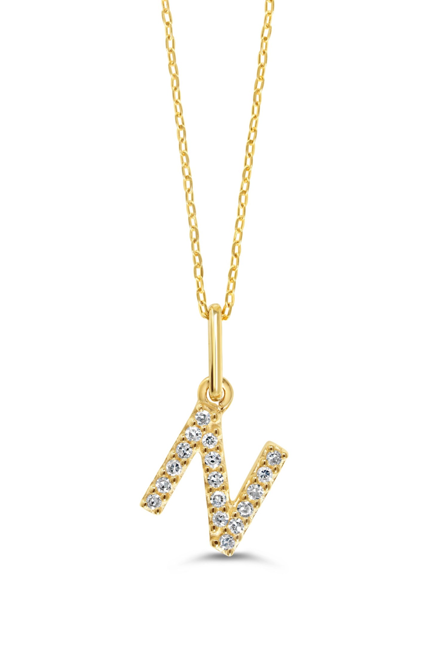 0.05 ct T.W. Diamonds "N" Initial Pendant in 10K Yellow Gold