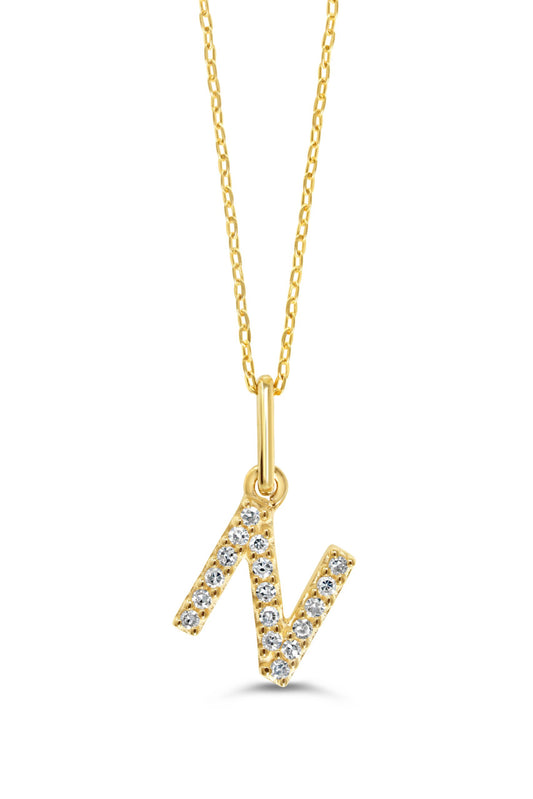 0.05 ct T.W. Diamonds "N" Initial Pendant in 10K Yellow Gold