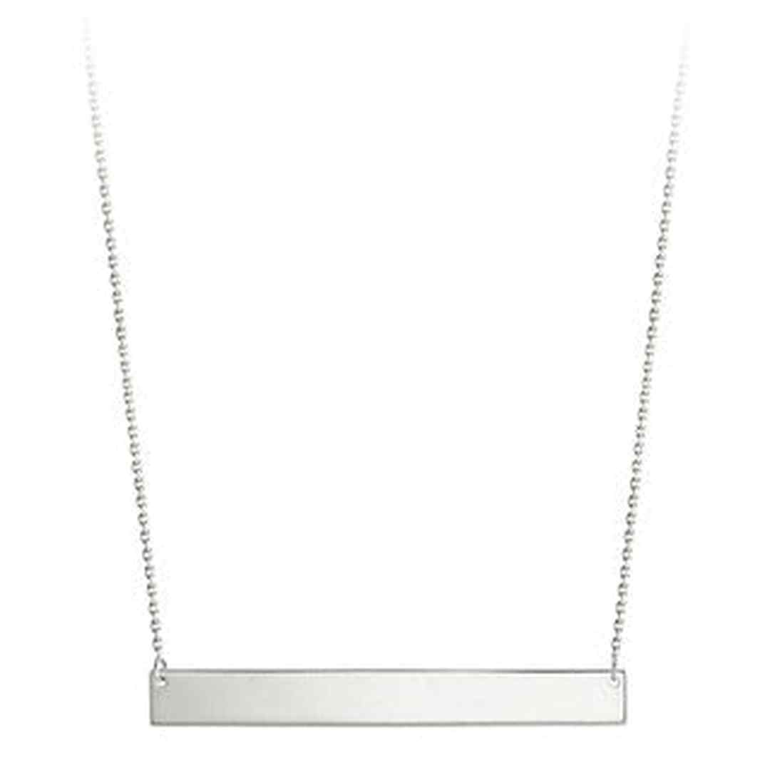 10K White Gold Plague Plate Engravable Necklace